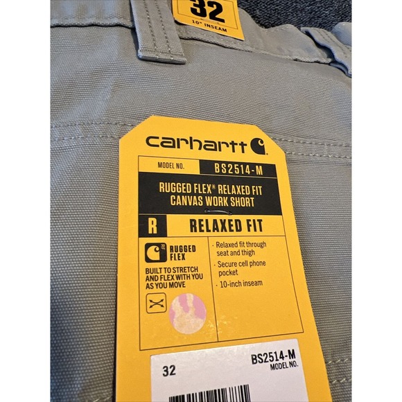 Carhartt Rugged Flex Relaxed Fit Canvas Work Shorts BS2514-M Size 32 Beige - Picture 4 of 4